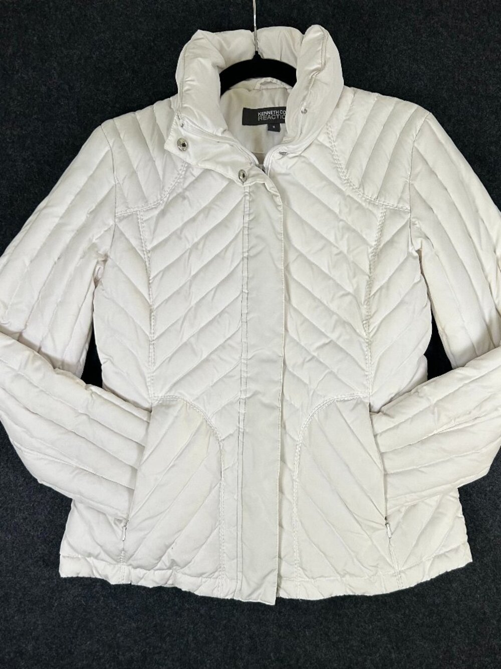 Kenneth Cole Reaction White Down Quilted Puffer Jacket Small